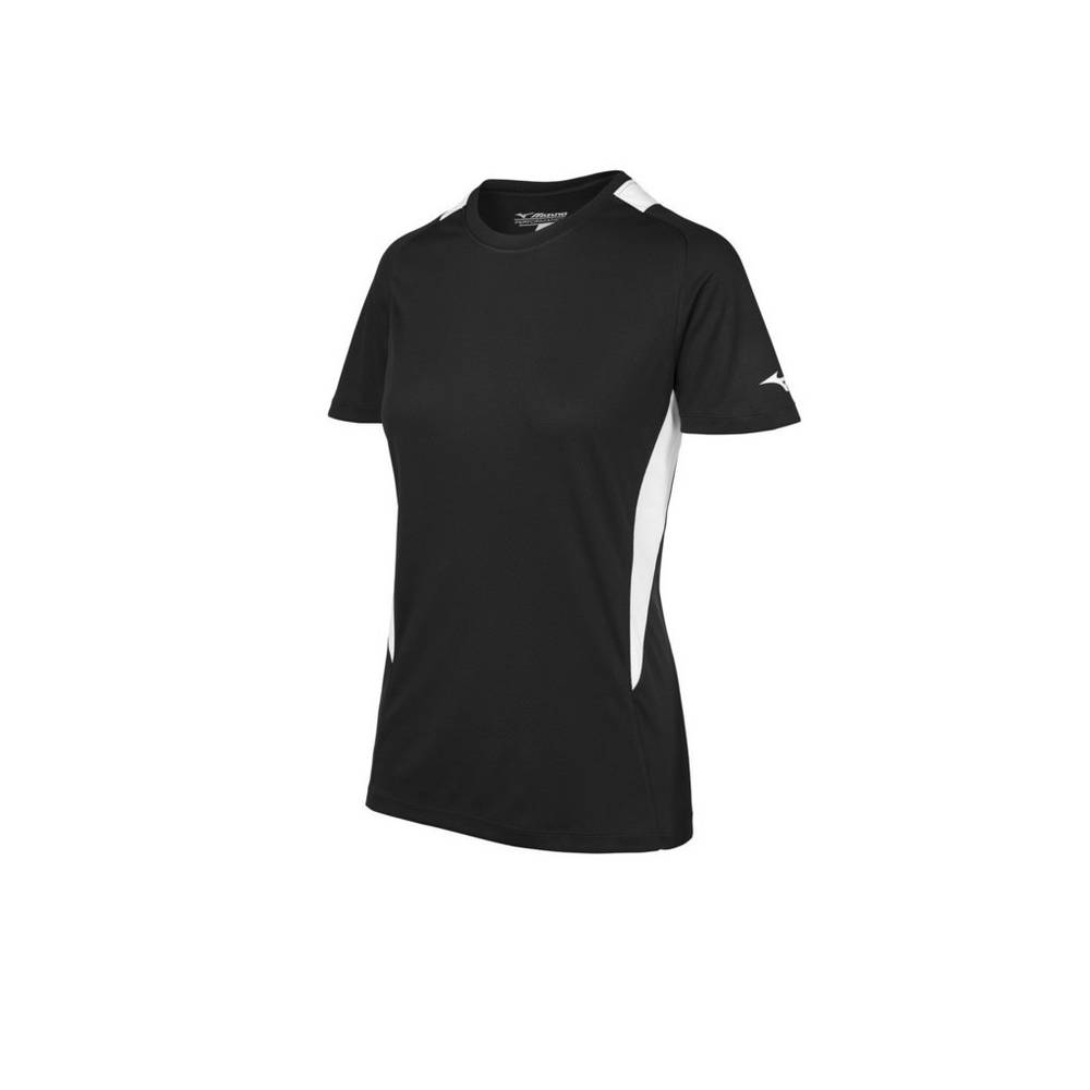 Maglia Mizuno Softball Crew Neck Donna - Nere/Bianche - 38461-BLFJ